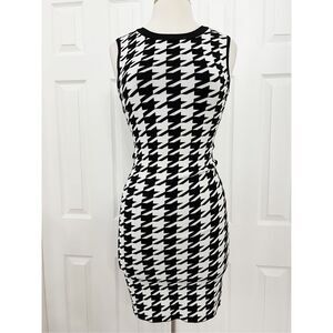Ronny Kobo Women's Black White Houndstooth Knit Dress Small